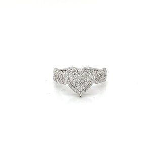 Sterling Heart Cuban Ring with 2.31ct of Lab-Created Moissanite 925 Silver